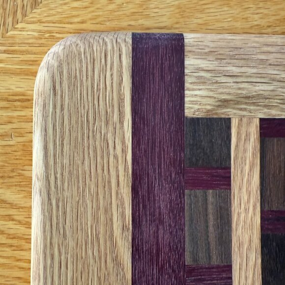 Cutting Board Walnut / Purple Heart / Oak Hardwoods Hand Crafted Reversi… - Picture 4 of 6